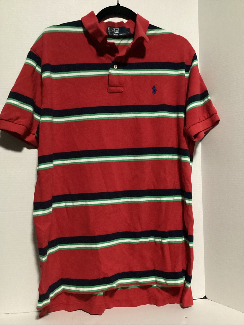 Polo by Ralph Lauren Red Striped Polo Shirt Size L